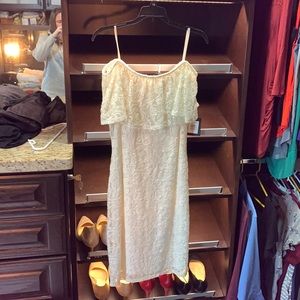 Lace off the shoulder cocktail dress, fully lined